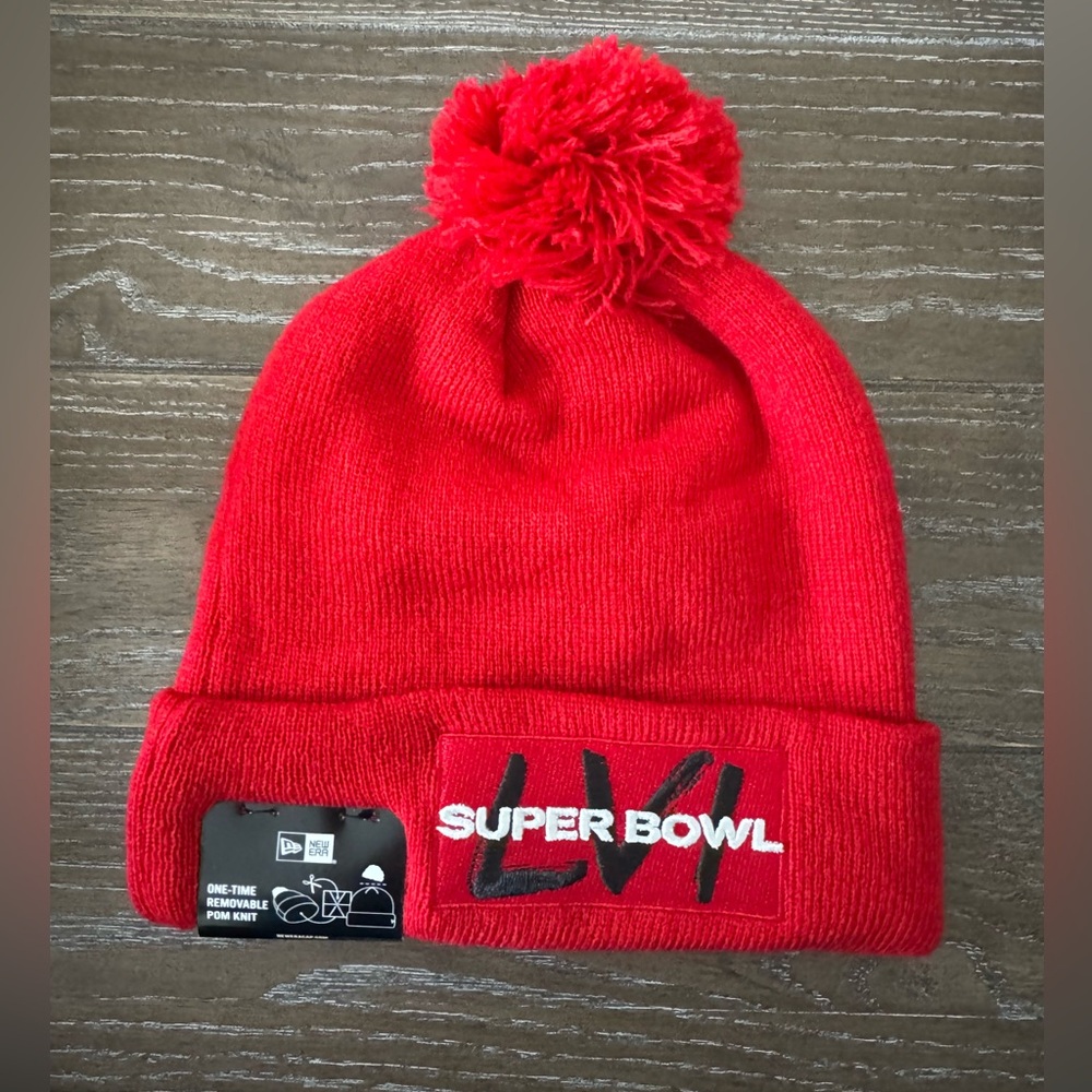 NFL Super Bowl LVI Red Kids Beanie Removable Pom Hat NWT